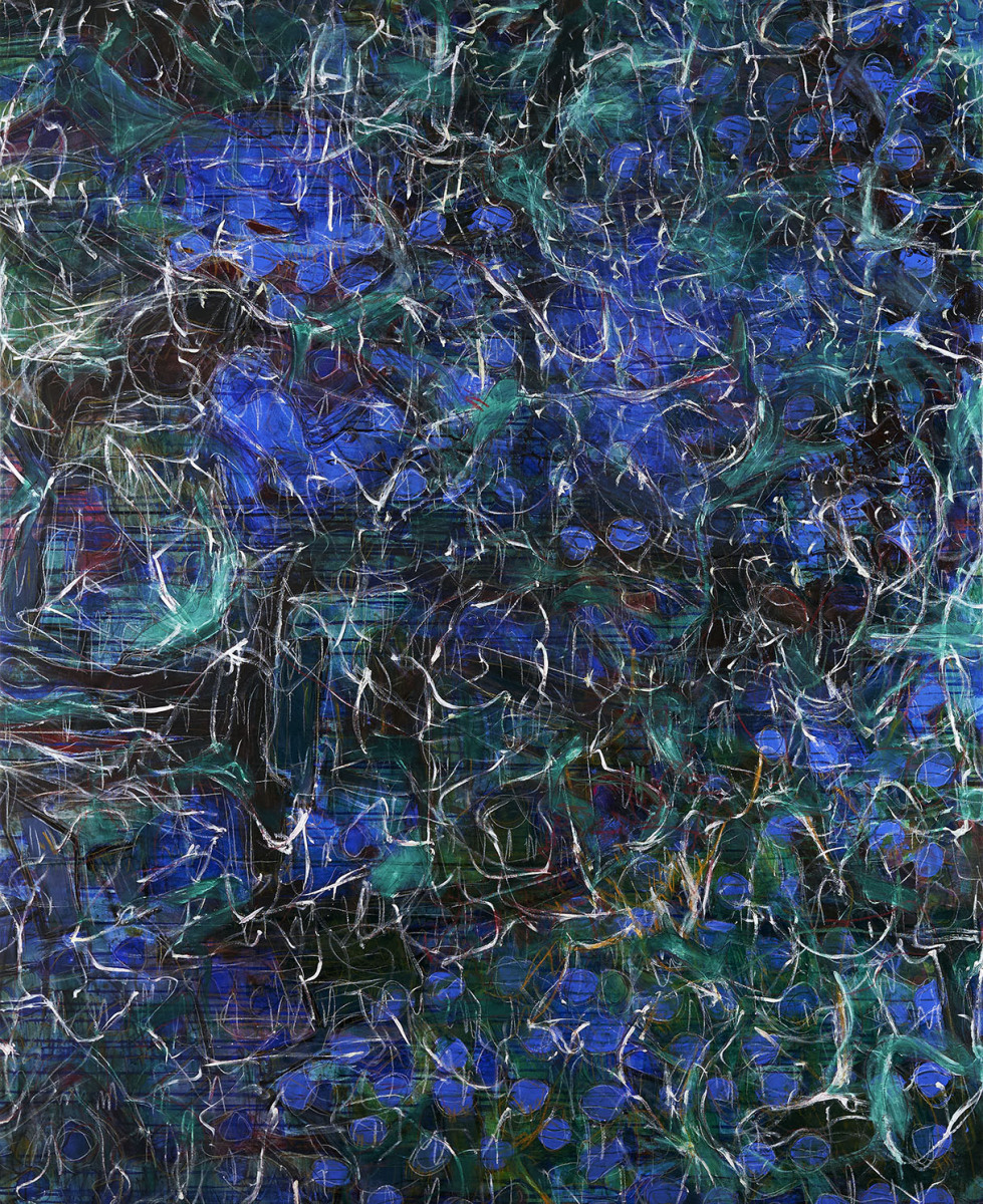 Haag-Galleri-138 ” Blå lyd” Acryl og grafit på lærred. 190x155 cm.